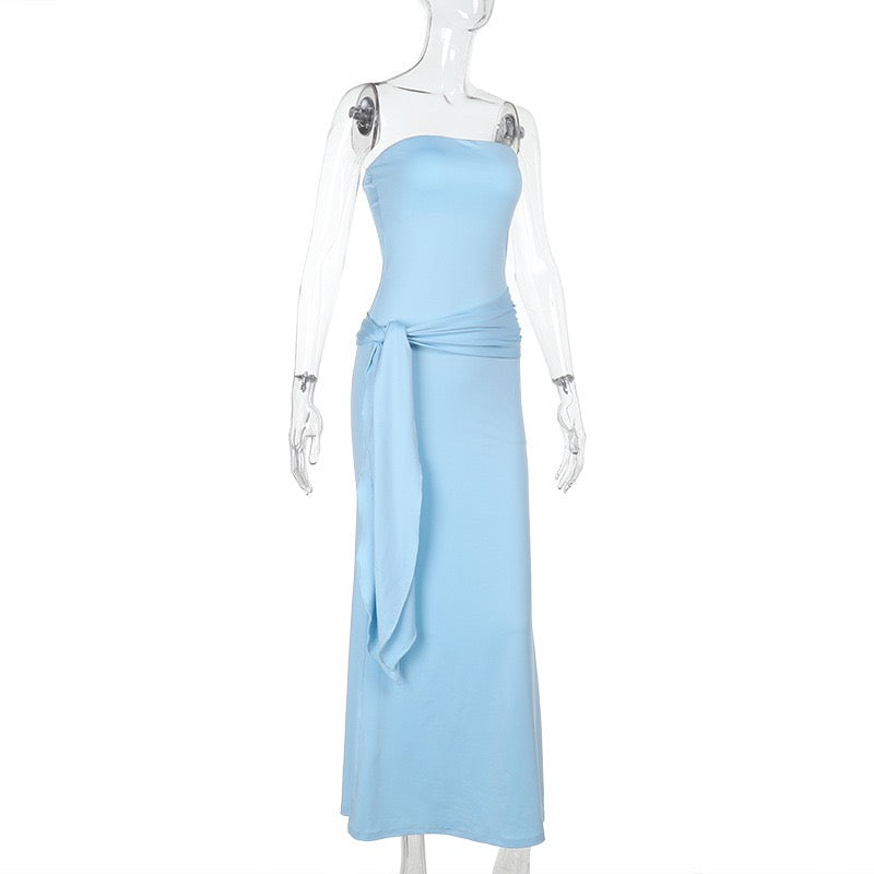 Nori strapless maxi dress with tie detail
