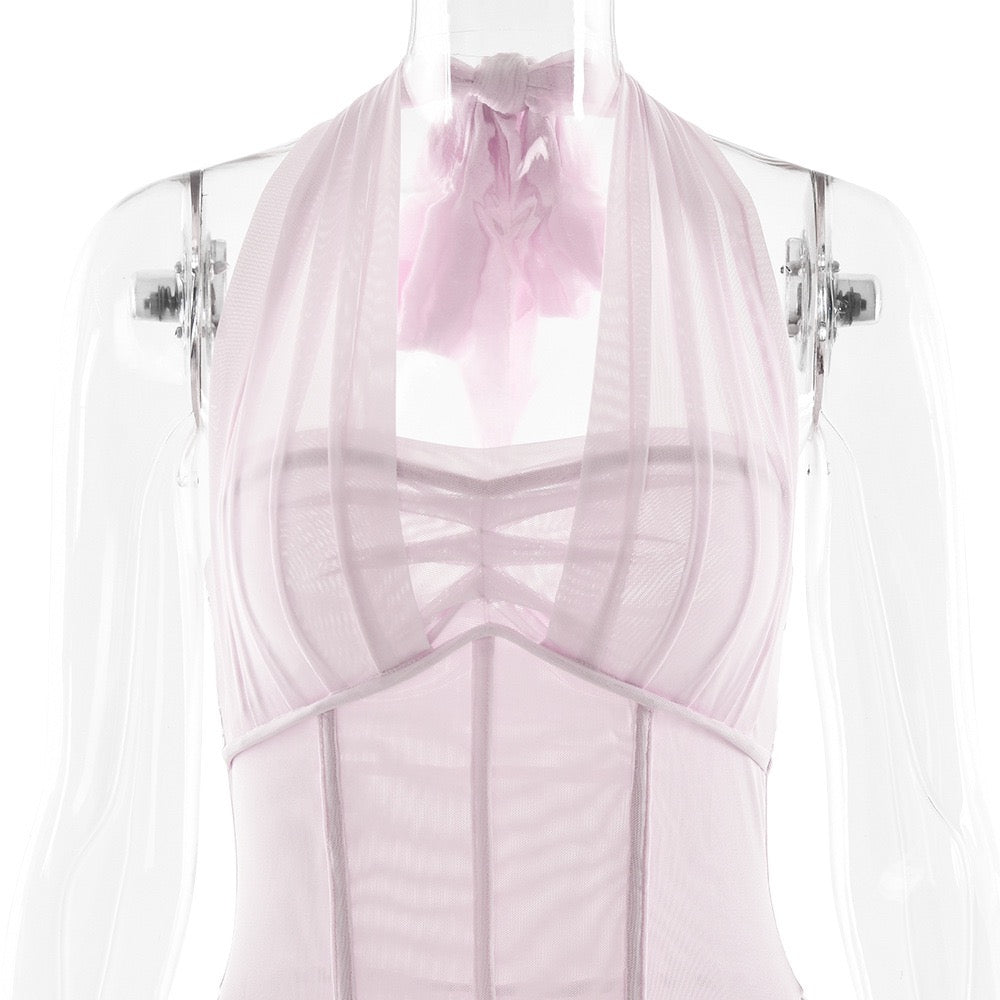 Chiffon maxi dress with back tie - FENNI