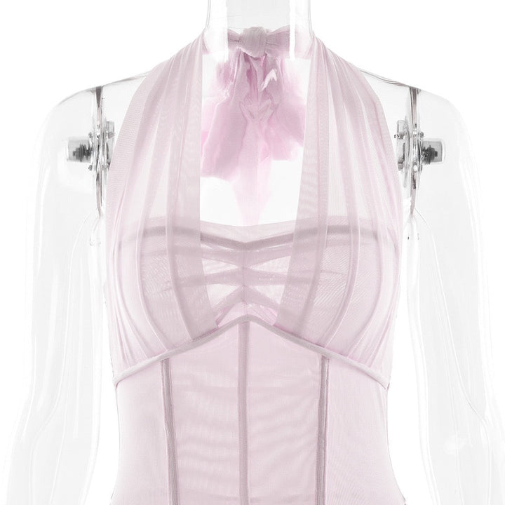 Chiffon maxi dress with back tie - FENNI