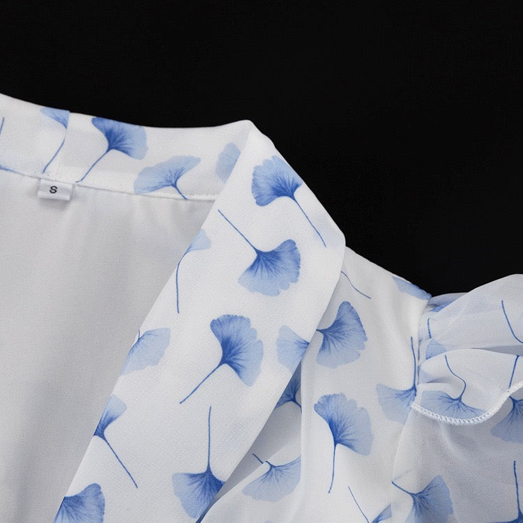 Two-piece floral chiffon set with maxi skirt and button-up top – GALIYA