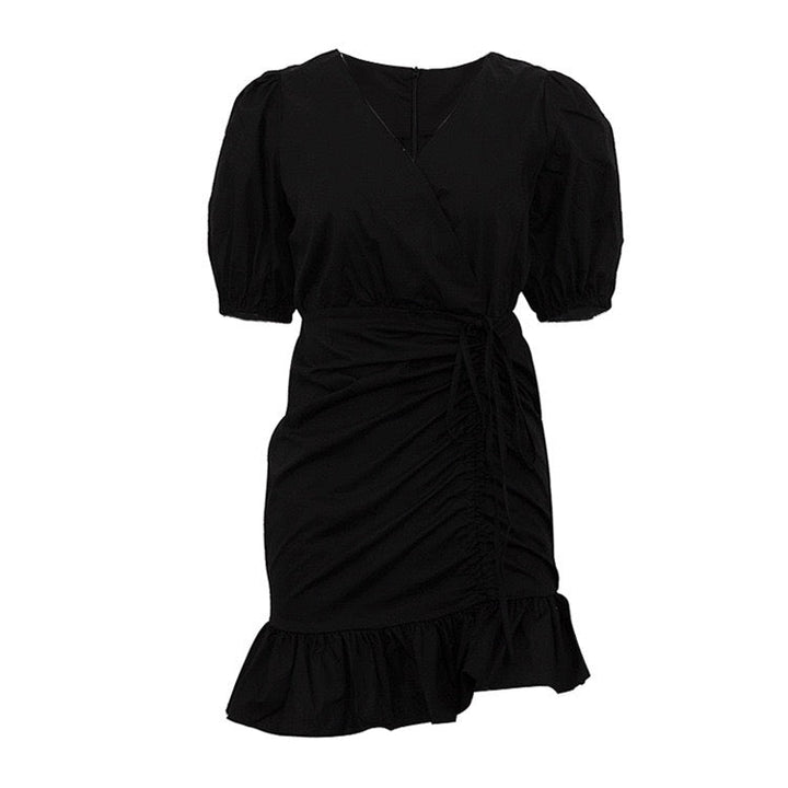 Mini dress with ruched and tie design – Gefen