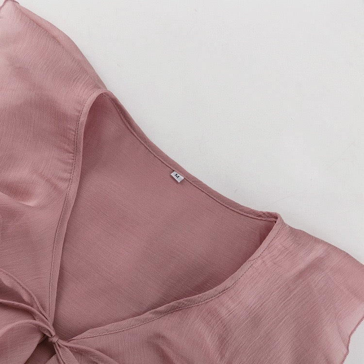 Two-piece chiffon suit with ruffled top and shorts – Lilinda