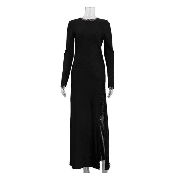 Lace-trimmed slit satin maxi dress - Lennon