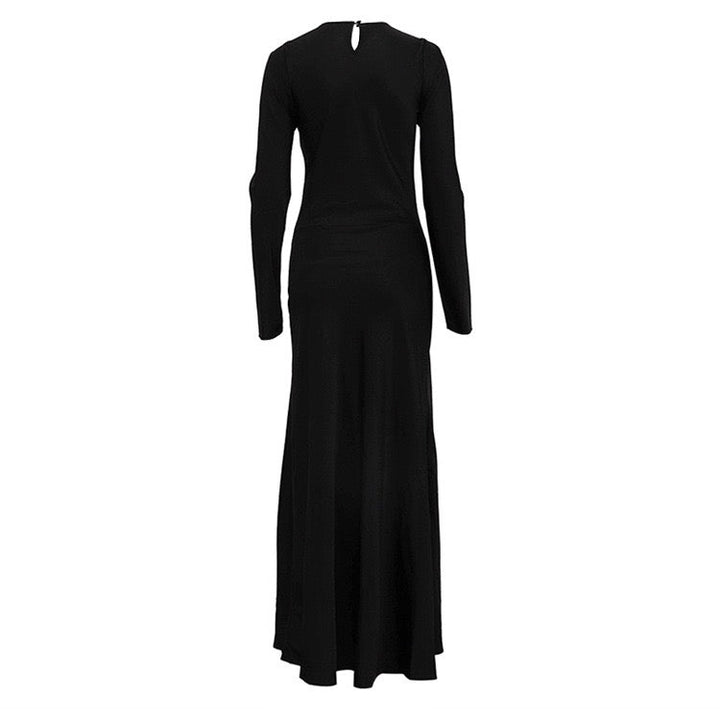 Lace-trimmed slit satin maxi dress - Lennon
