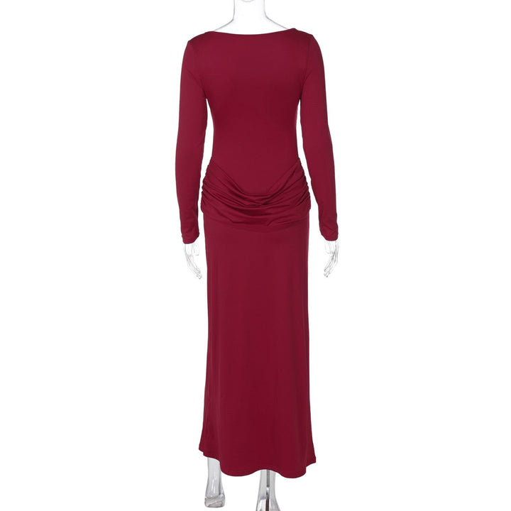 Maxi Dress with Mesh and Pleats Design - SUSANA
