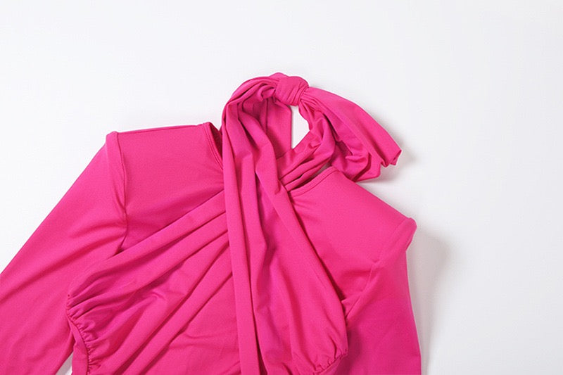 Maxi dress with ruched design and tie decoration - LILIAN