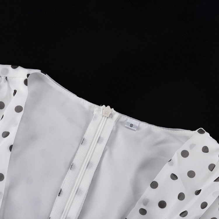 Polka-dot chiffon maxi dress with open-back design – Valentina