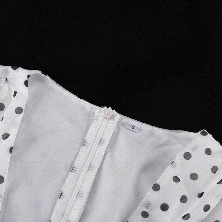 Polka-dot chiffon maxi dress with open-back design – Valentina