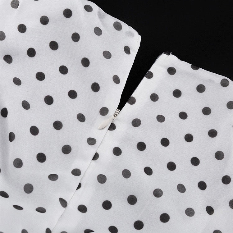 Polka-dot chiffon maxi dress with open-back design – Valentina