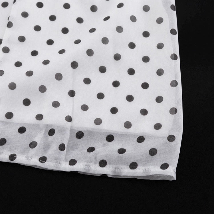 Polka-dot chiffon maxi dress with open-back design – Valentina