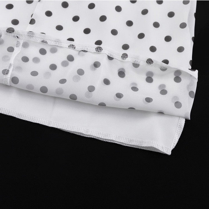 Polka-dot chiffon maxi dress with open-back design – Valentina
