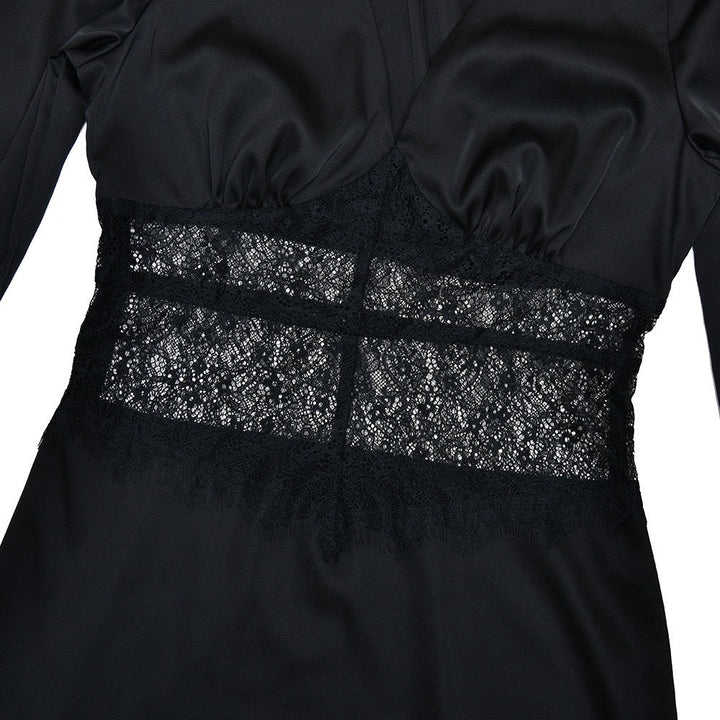 Satin maxi dress with lace design - Rita