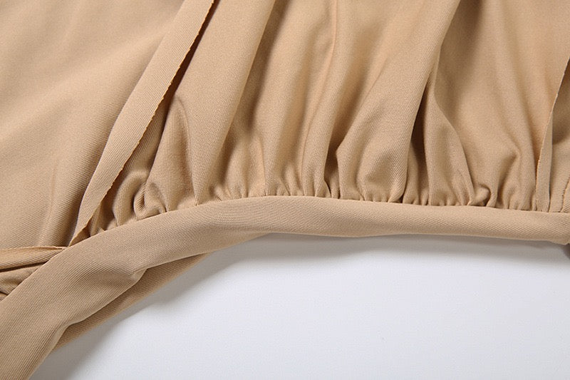 Maxi dress with ruched design and tie decoration - LILIAN