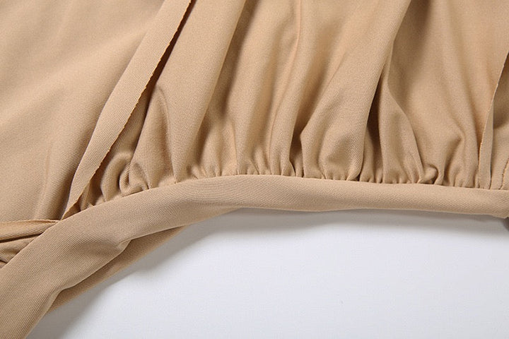 Maxi dress with ruched design and tie decoration - LILIAN