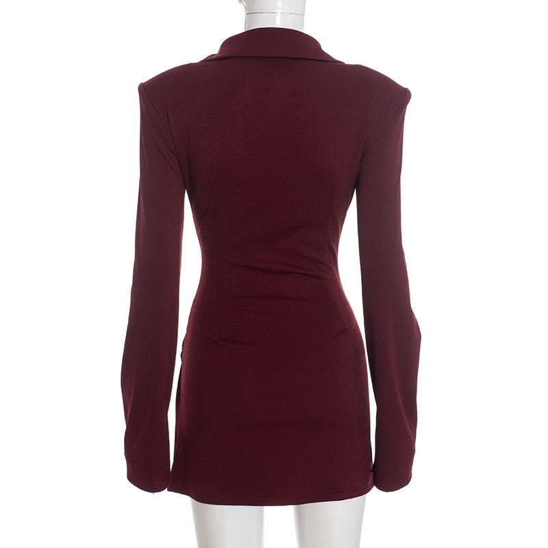 Tailored mini dress with pleats and buttons, V-neckline - Donatella