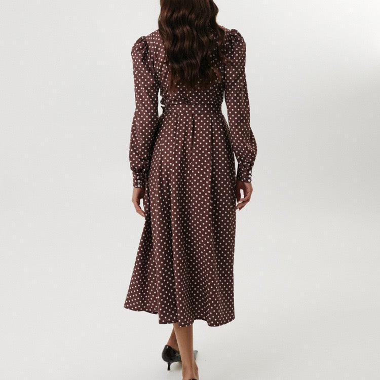 Polka-dot tailored midi dress – Virginia
