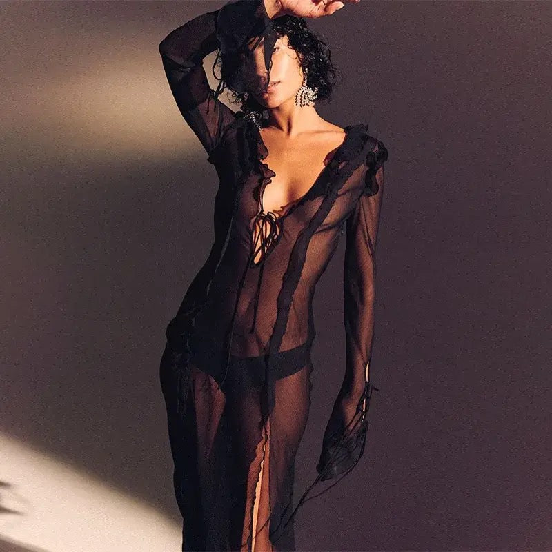 שמלת חוף מקסי ראפלס - דון