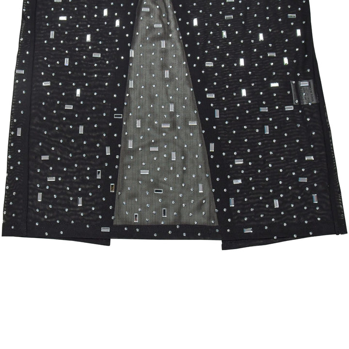 Maxi dress with collar, open back, and diamond decoration - DEISY
