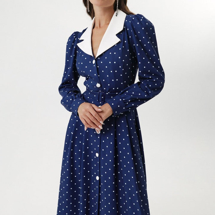 Polka-dot tailored midi dress – Virginia