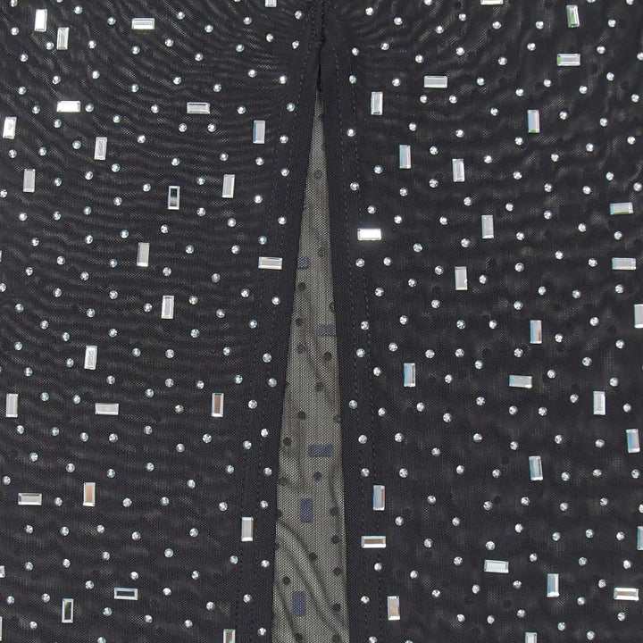 Maxi dress with collar, open back, and diamond decoration - DEISY