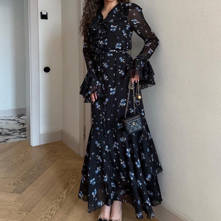Floral chiffon maxi dress – Melania