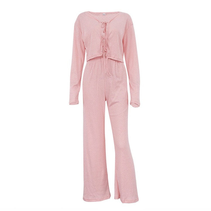 Two-piece suit with tie top and long pants – Neta