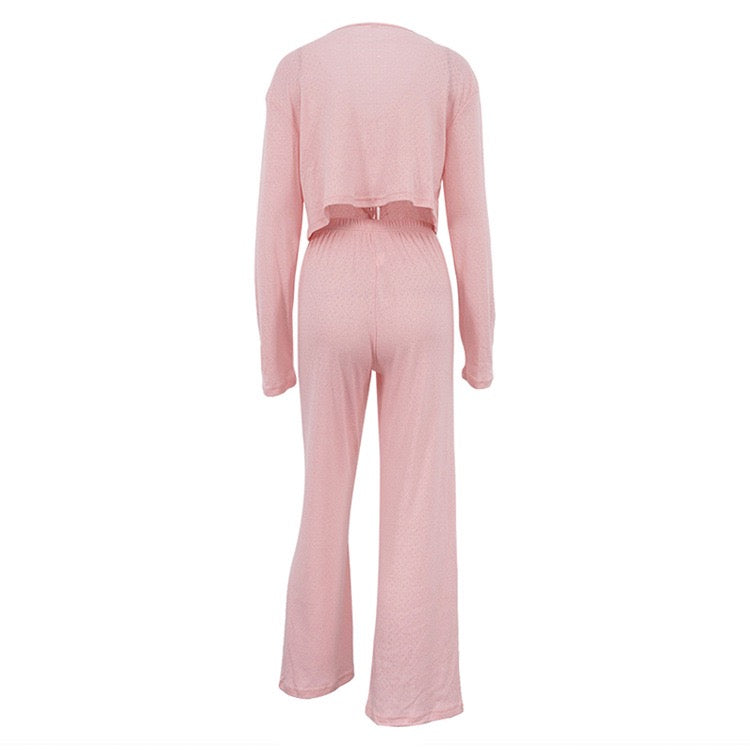 Two-piece suit with tie top and long pants – Neta