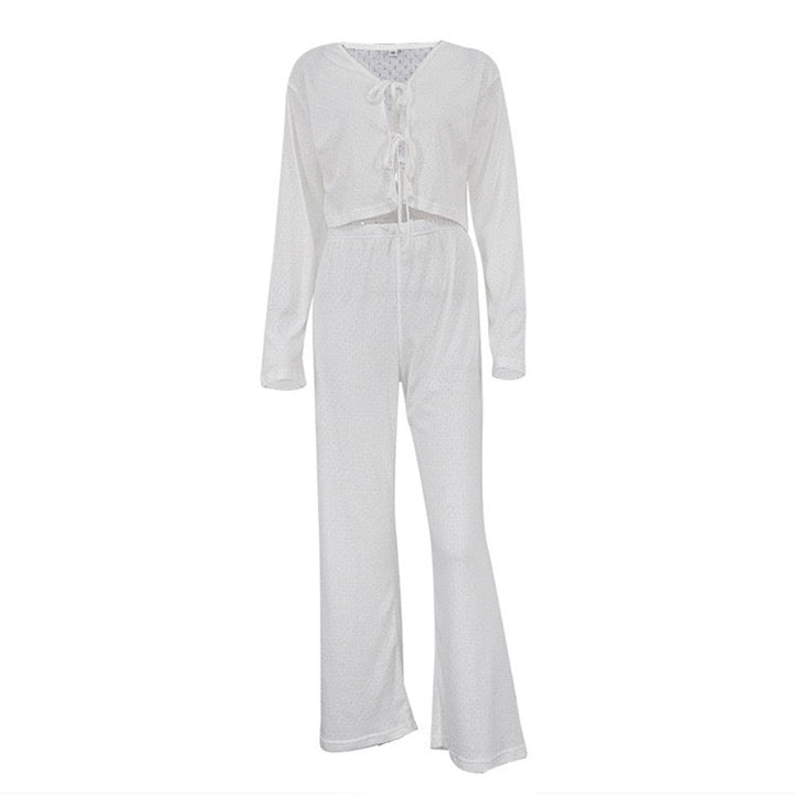 Two-piece suit with tie top and long pants – Neta
