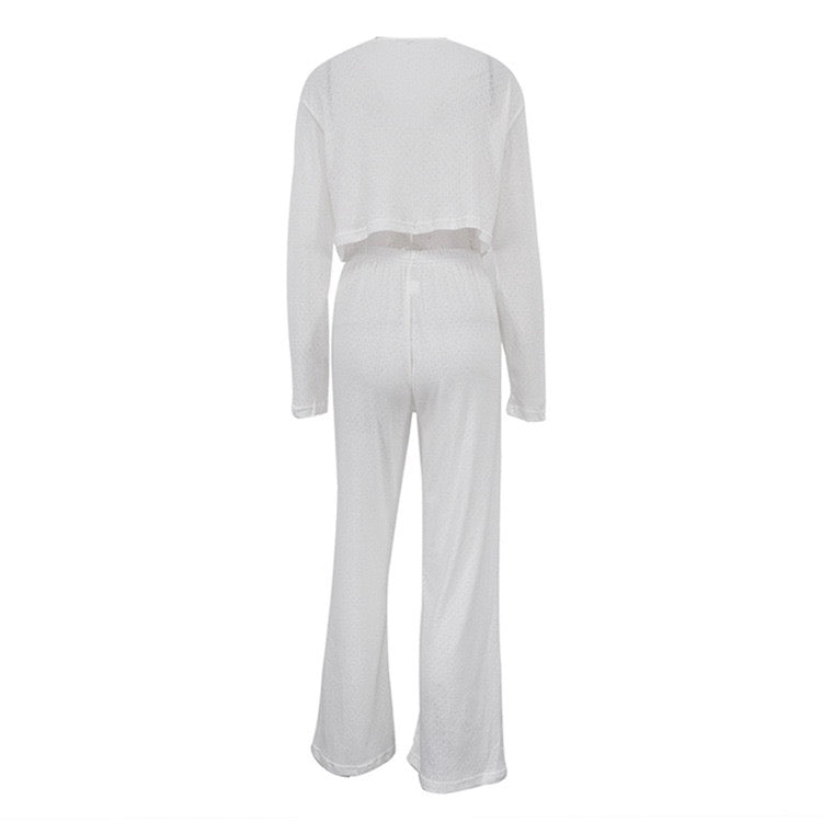 Two-piece suit with tie top and long pants – Neta