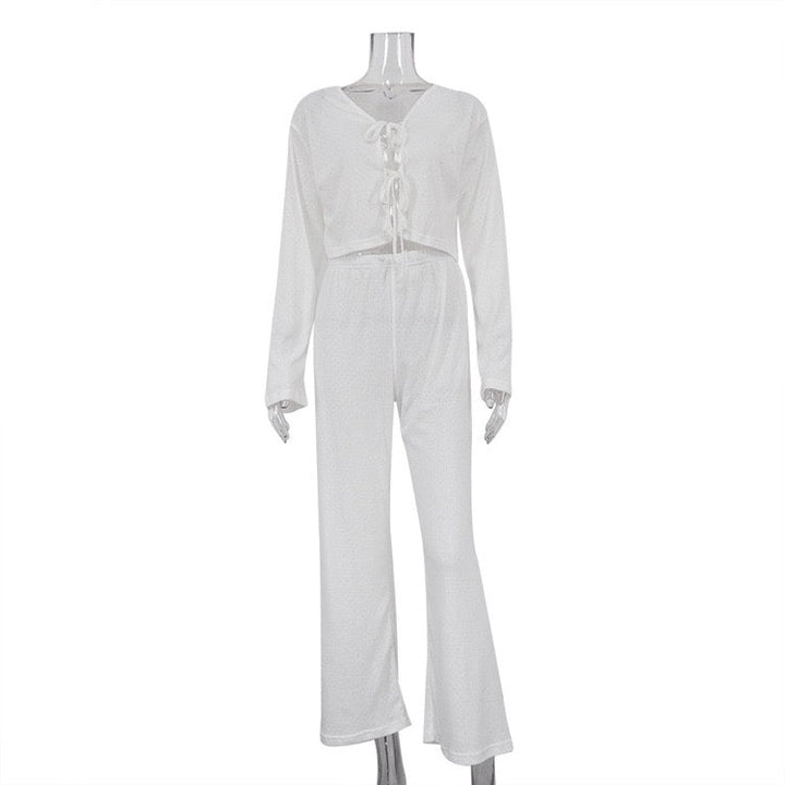 Two-piece suit with tie top and long pants – Neta