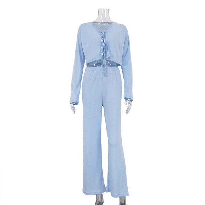 Two-piece suit with tie top and long pants – Neta