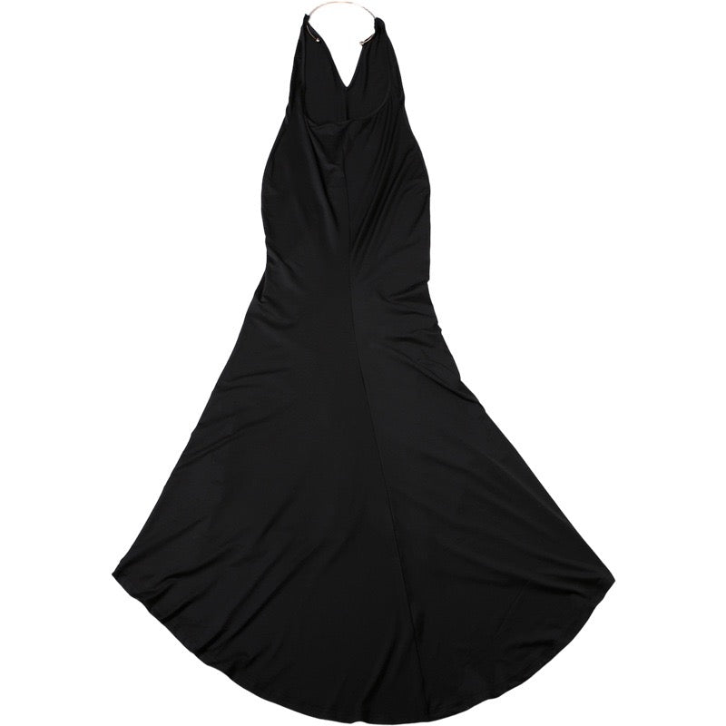 Maxi dress with open back and collar chain design - GABBY