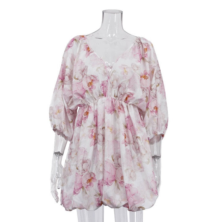 Floral balloon mini dress – Narcissus