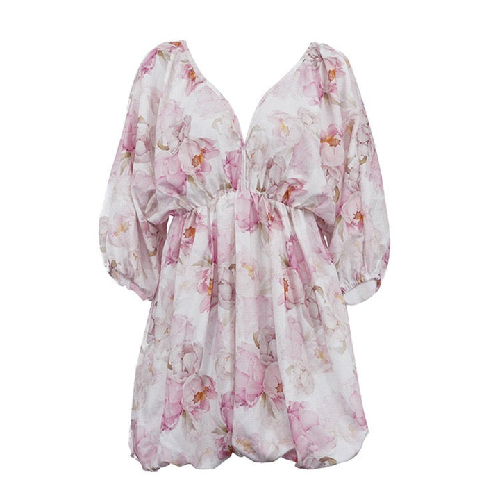 Floral balloon mini dress – Narcissus