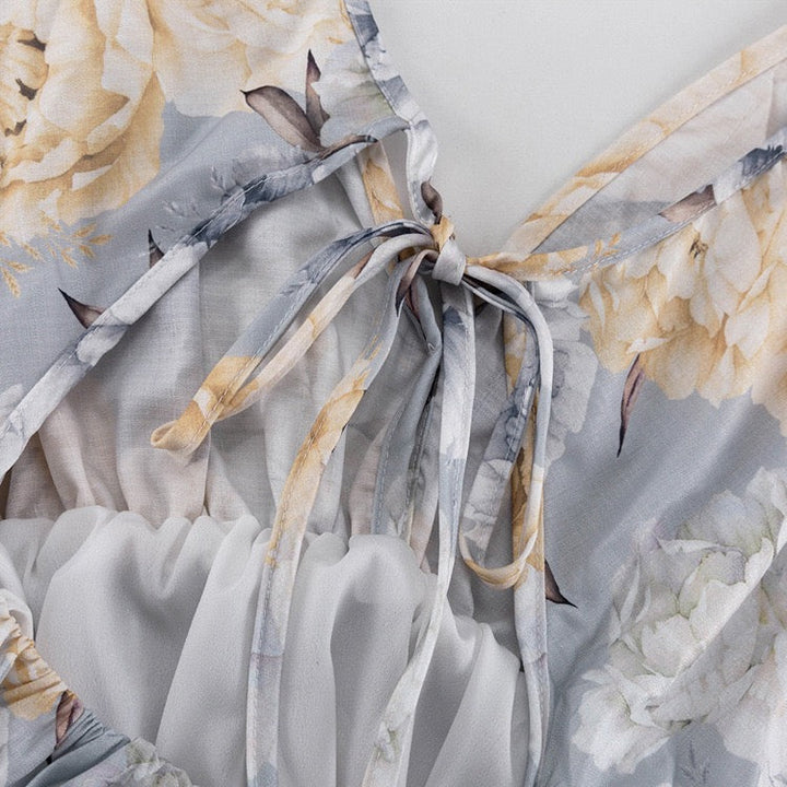 Floral balloon mini dress – Narcissus
