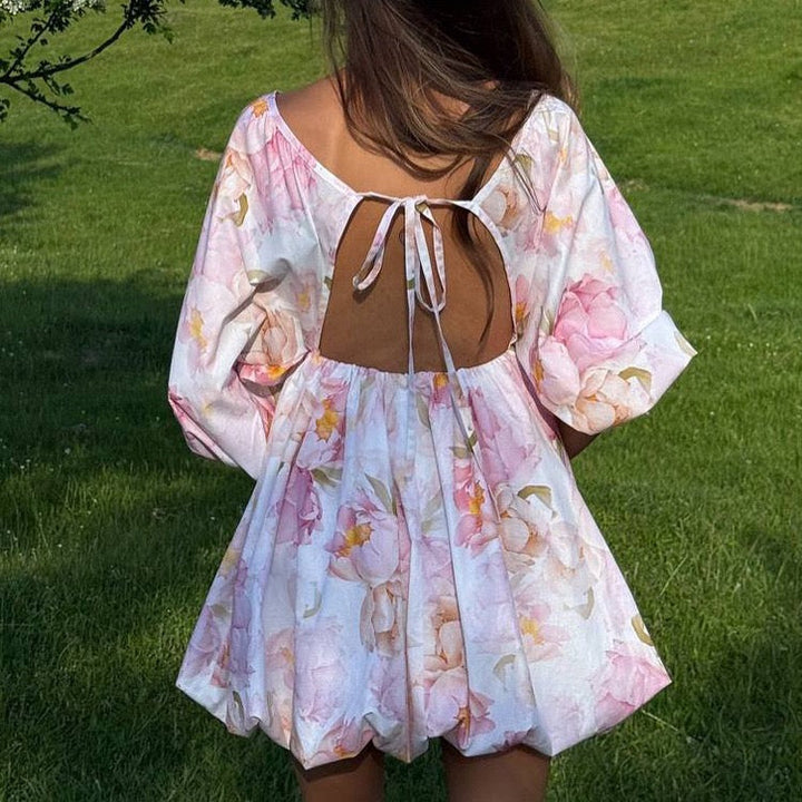 Floral balloon mini dress – Narcissus