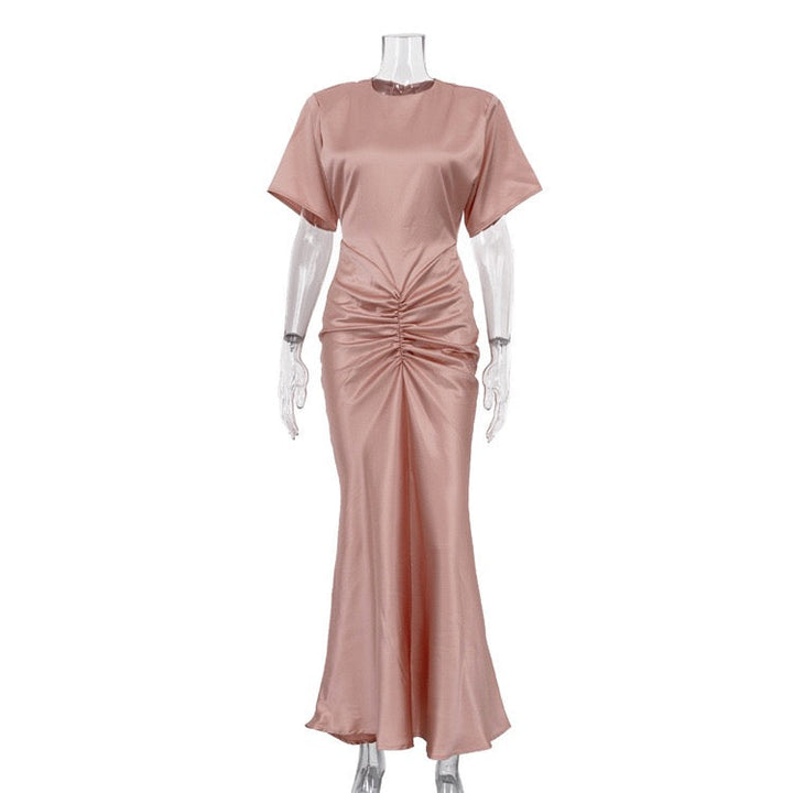 Satin maxi dress with ruched design – Dania