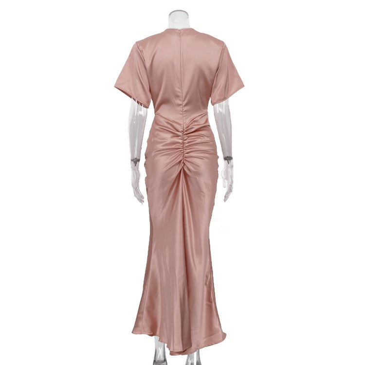 Satin maxi dress with ruched design – Dania