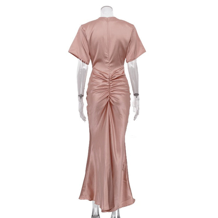 Satin maxi dress with ruched design – Dania