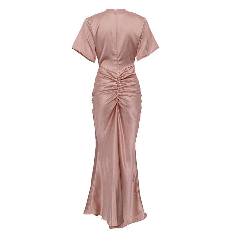 Satin maxi dress with ruched design – Dania