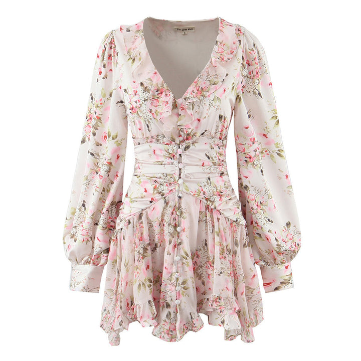 Floral chiffon mini dress with tiered ruffles – Delilah