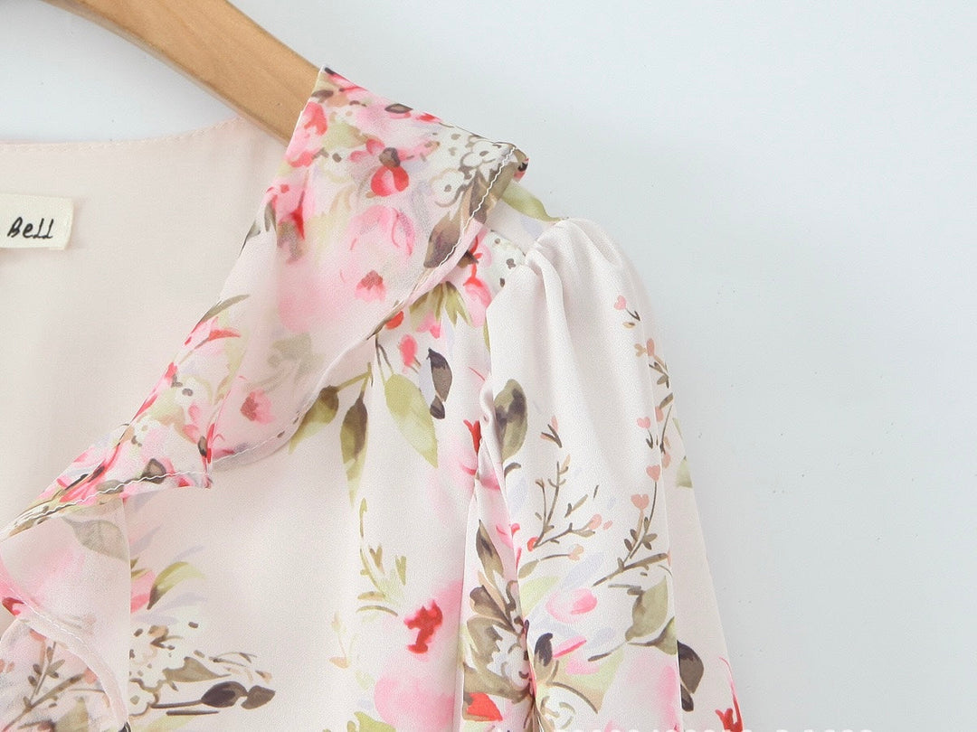 Floral chiffon mini dress with tiered ruffles – Delilah