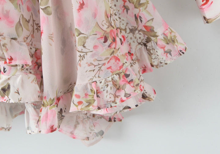 Floral chiffon mini dress with tiered ruffles – Delilah