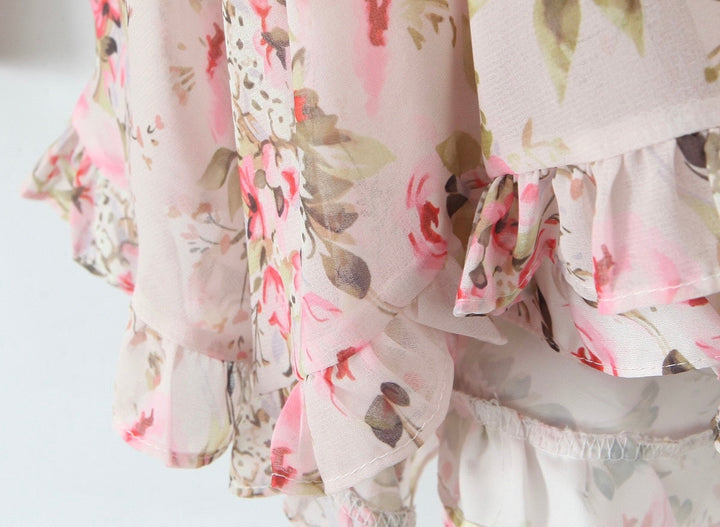 Floral chiffon mini dress with tiered ruffles – Delilah