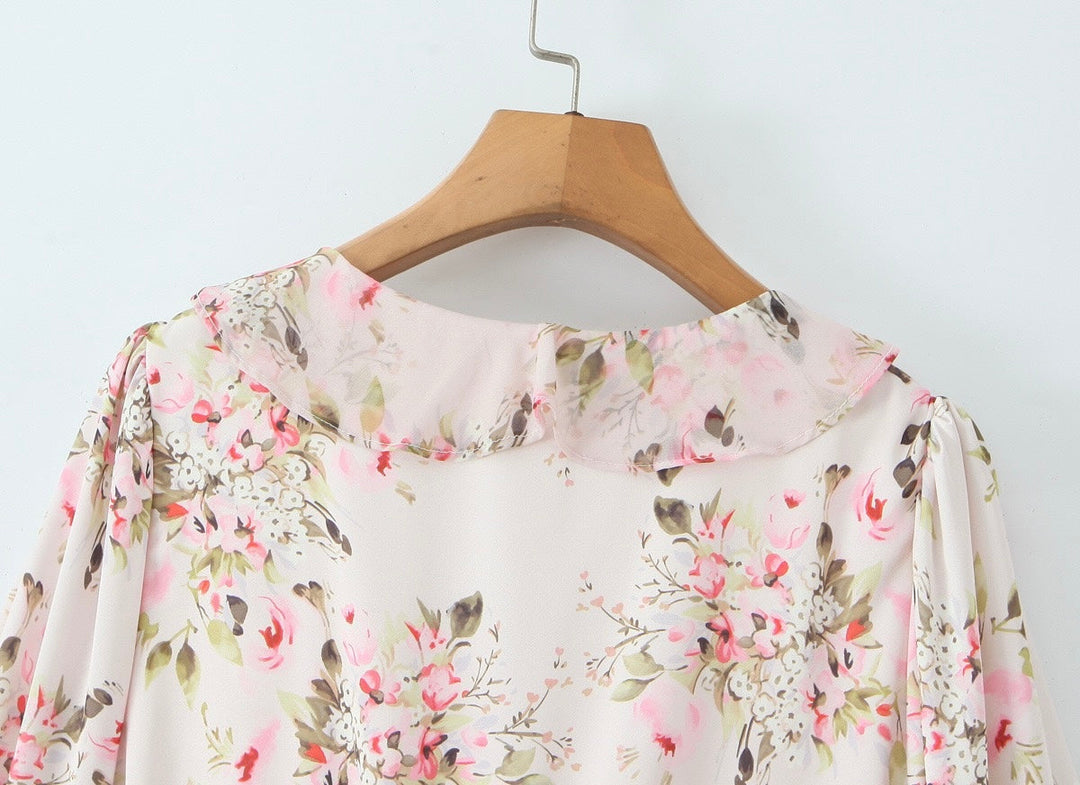 Floral chiffon mini dress with tiered ruffles – Delilah