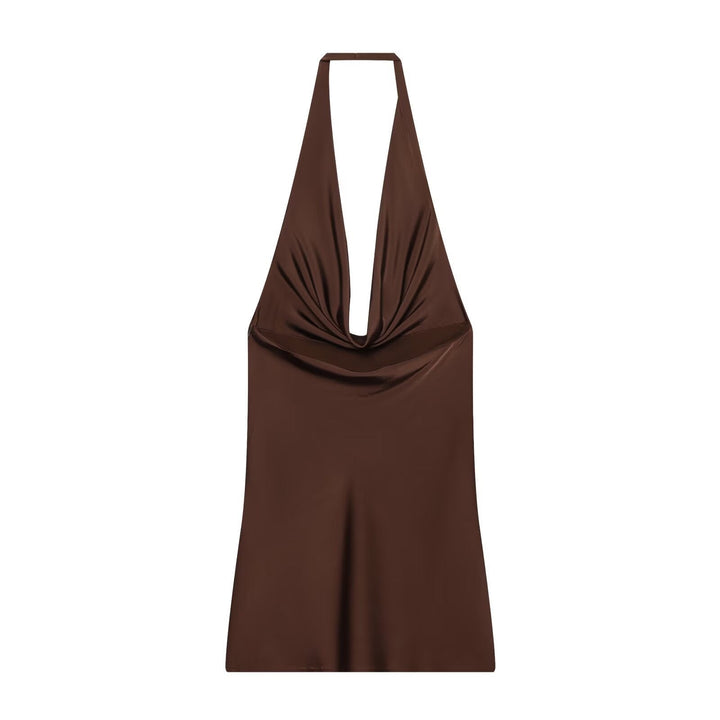 Satin dress with open back and tie design – Lily