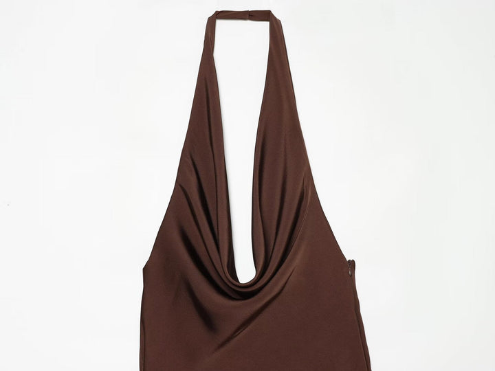 Satin dress with open back and tie design – Lily