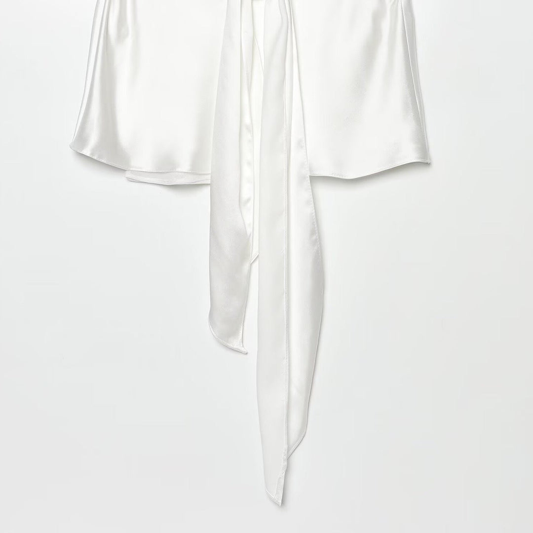 Satin dress with open back and tie design – Lily