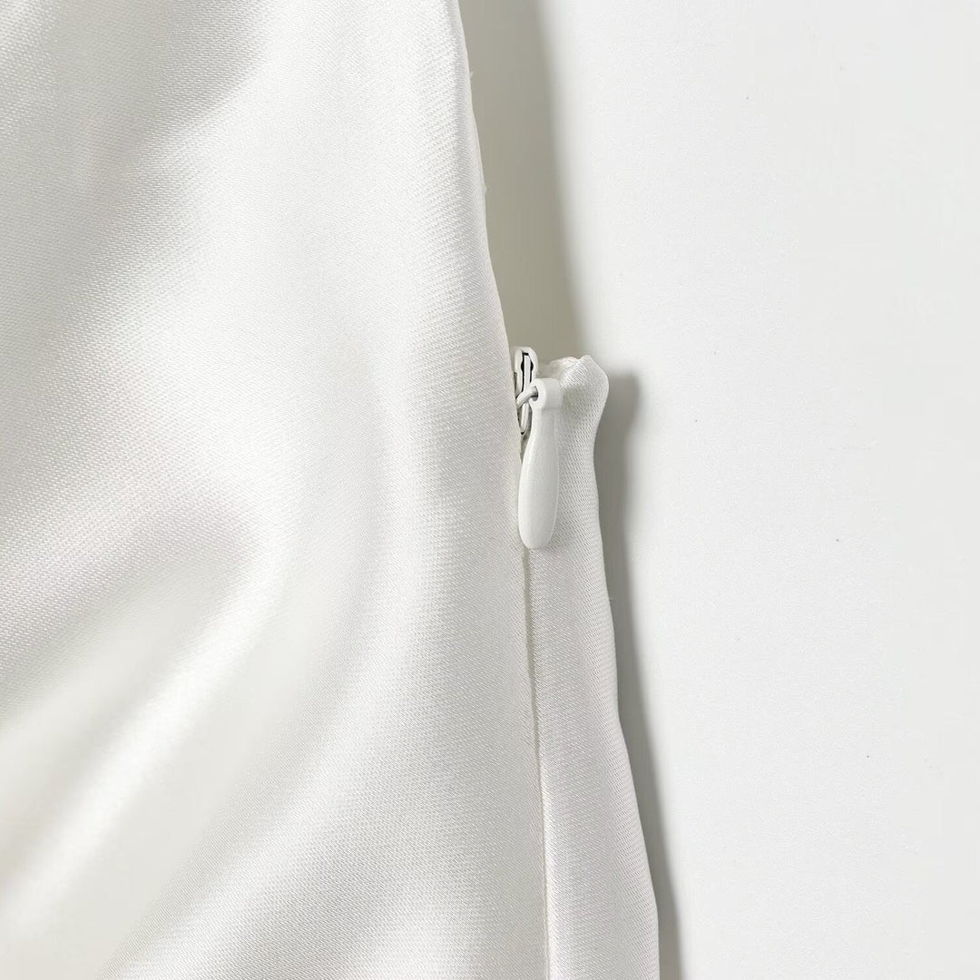 Satin dress with open back and tie design – Lily