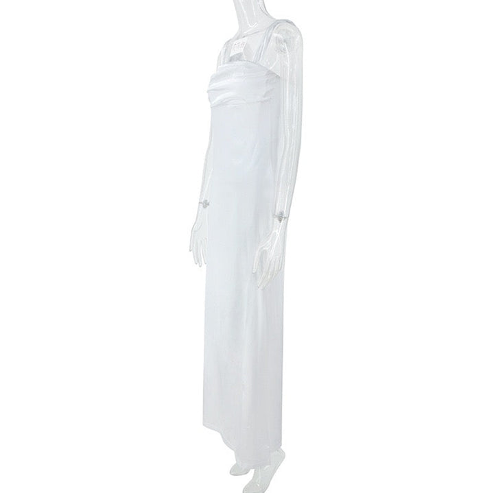 Satin maxi dress with off-the-shoulder design – Corey